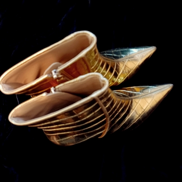 SCHUTZ Gold Metallic Ankle Booties - Picture 4 of 6